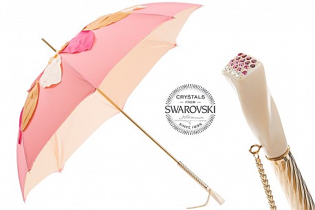 Deštník luxusní Pasotti Beatiful Pink With Leaves 