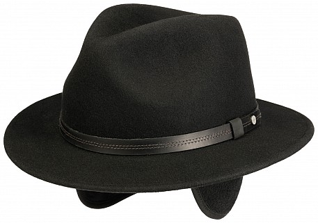 Klobouk  Woolfelt černý Stetson s klapkami na uši