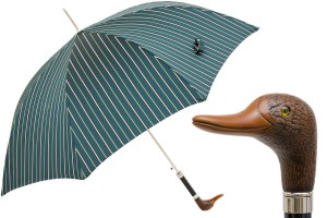 STRIPED UMBRELLA WITH DUCK HANDLE