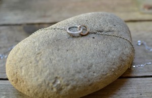 Silver necklace "Circle of life with stones"