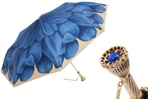 Umbrella foldable luxurious Pasotti Blue Dahlia
