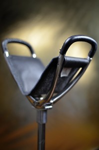 Sitting stick with leather and wool