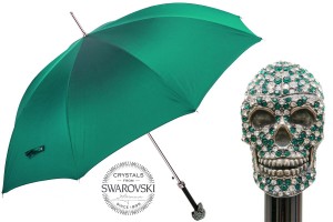 Umbrella luxurious Pasotti Swarovski® Green Skull
