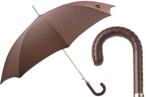 Luxurious umbrella Pasotti Gentleman with brown leather handle