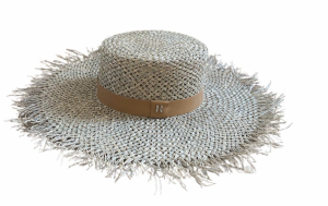 Mahe Women's Canotier Frayed Brim Hat by Raceu