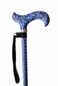 Walking cane with adjustable length Blue and flowers