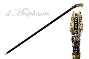 Walking stick luxury Dragonfly Goldplated il Marchesato 