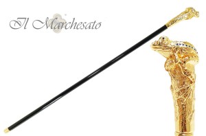 Walking cane luxury frog with crystals il Marchesato 