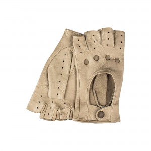 Women's fingerless lambskin leather driving gloves