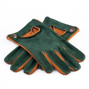 Camel two-tone suede gloves