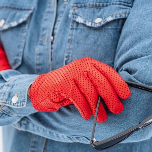 Leather gloves with perforations