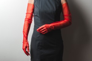 Women's textile long gloves, colored