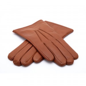 Caramel leather winter gloves