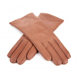 Smooth leather gloves with cashmere