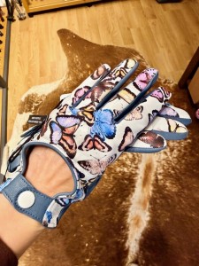 Women's leather gloves with butterflies