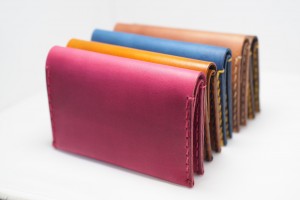 Leather wallet Slim red