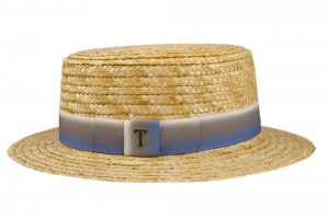 Summer Straw Boater Hat Blue Tonak