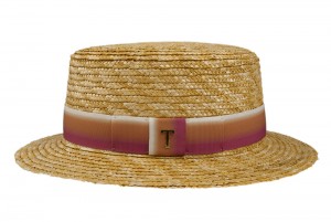 Summer Straw Boater Hat Pink Tonak