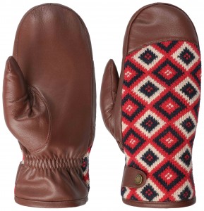 Pleated Stetson mittens with pattern